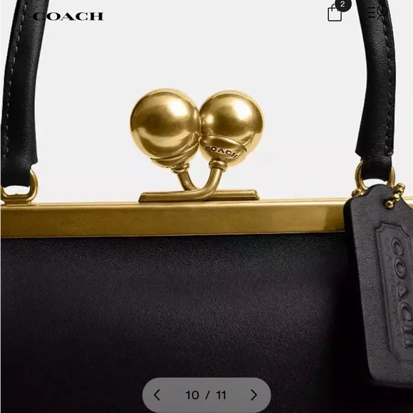 Coach Kisslock Frame Bag 16 in Black with Glovetanned Leather NWT - Picture 6 of 11